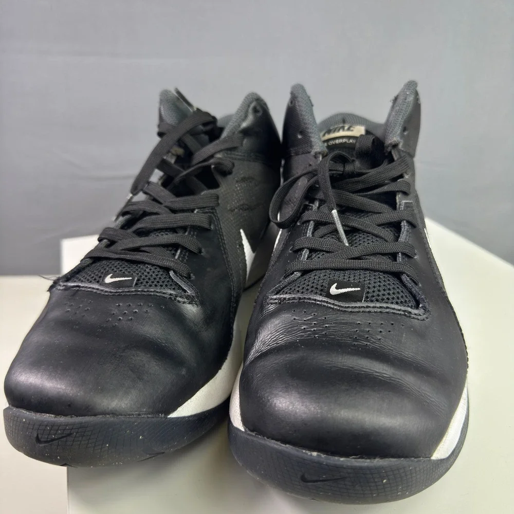 Nike Air Overplay IX Basketball Shoes Mens 10 Black White 832218-001 Mid Top
